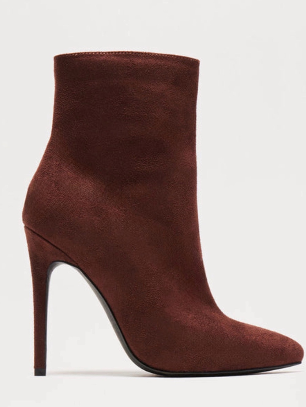 Fashion Nova Women's Chocolate Suede Stiletto Ankle Boot